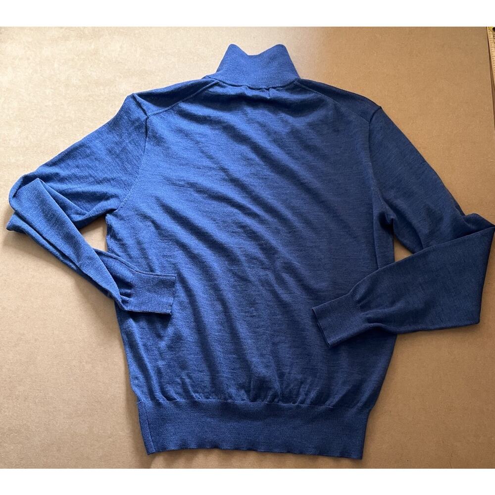Polo Ralph Lauren Merino Wool Quarter Zip Sweater Heathered Blue M Italian Yarn - Picture 13 of 16